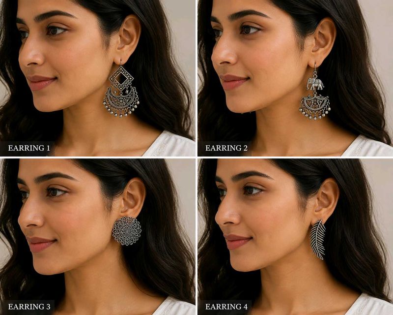 Silver Tone Earrings Set