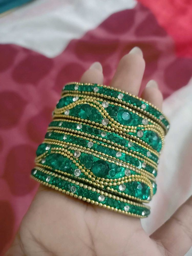 new Green &amp; Gold Bangle Set