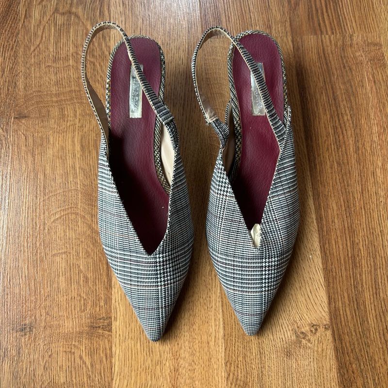 Primark Houndstooth Slingback Kitten Heels