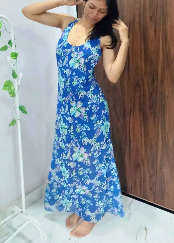 Blue Floral Maxi Dress