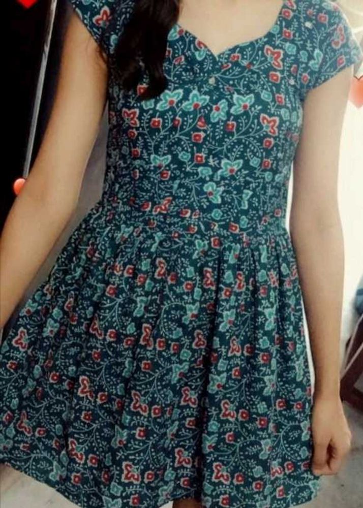 Green Floral Print Summer Dress