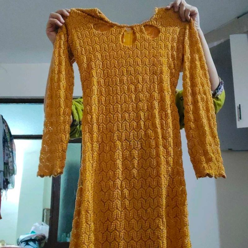 Stylish Textured Yellow Midi