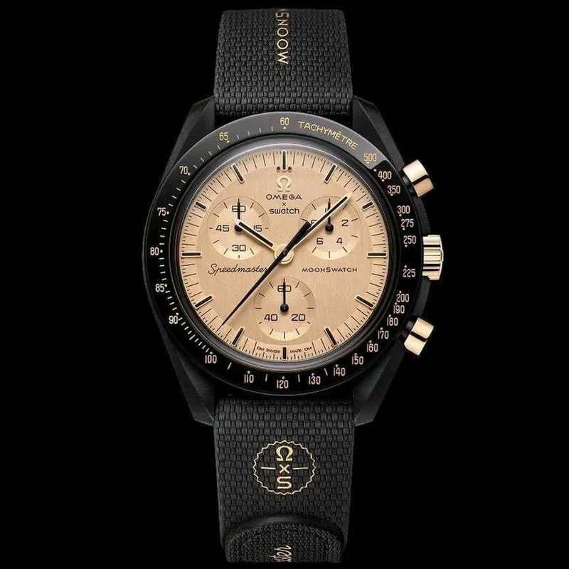 Omega x Swatch MoonSwatch Watch BLACK&amp;champagne DI