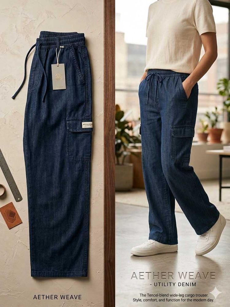 Stylish Blue Cargo Denim Pants