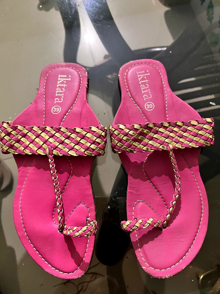 Gold &amp; Pink Ethnic One Toe Flat No.EU39[6]