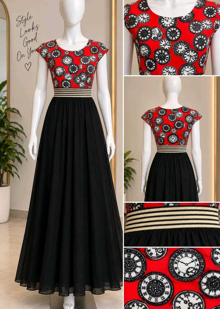 Red Clock Print cute Dress