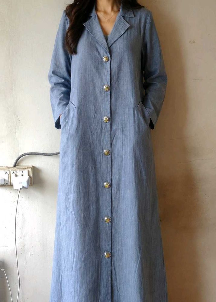 Elegant Blue Long Coat ( abaya, burkha)