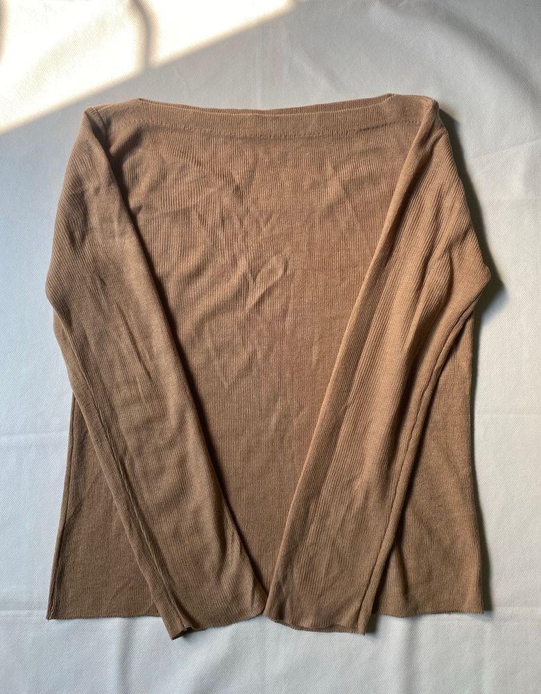 Long Sleeve Brown Knit Top