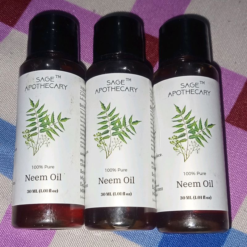 SAGE APOTHECARY NEEM OIL PACK of 3