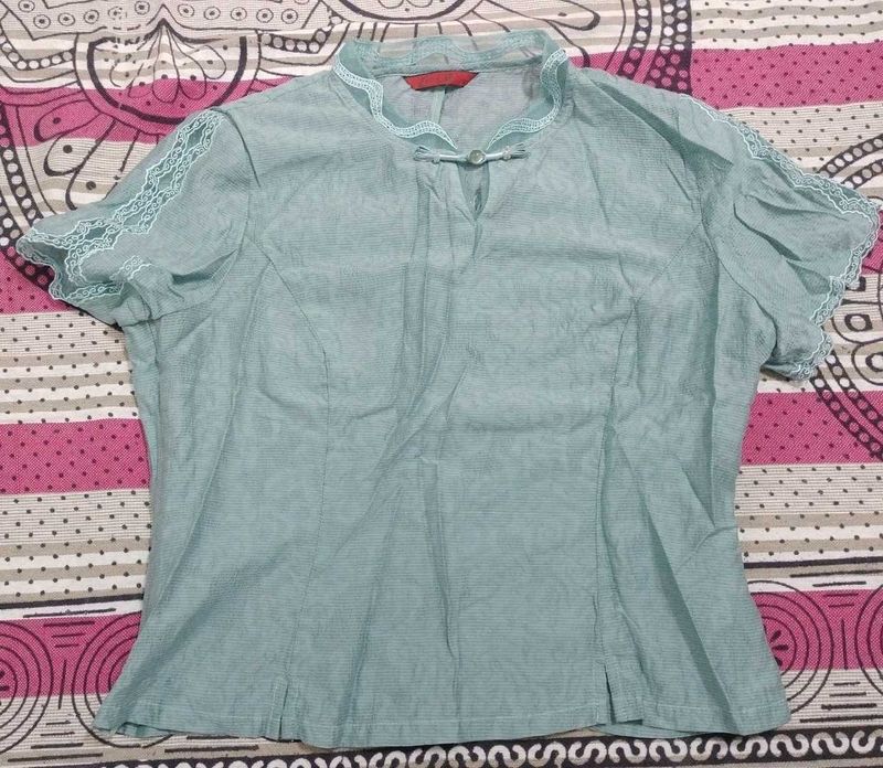 Sea Green Japanese Style Top for Girls