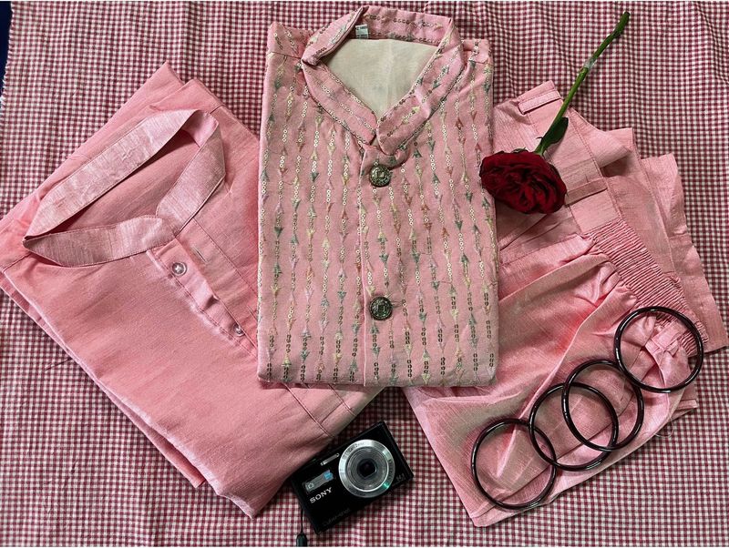Elegant Pink Kurta Set with Trousers