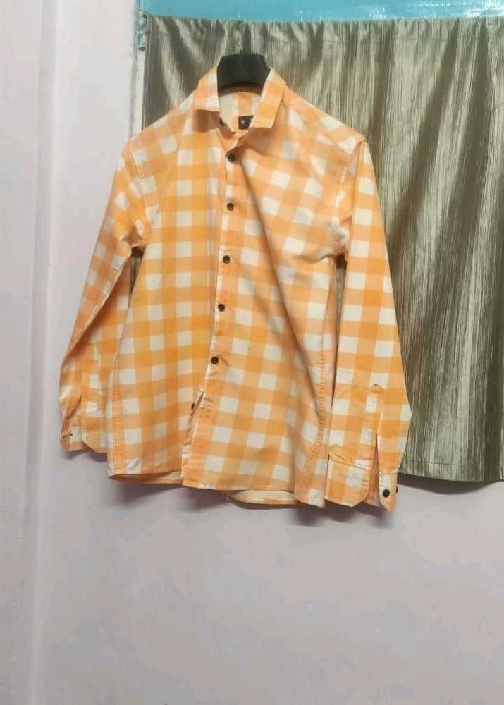 checkers orange shirt