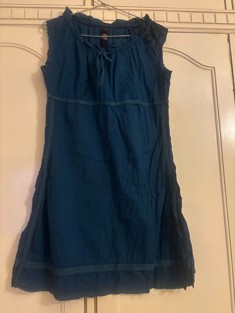 Kazo Chic Teal A-Line Mini Dress with slit