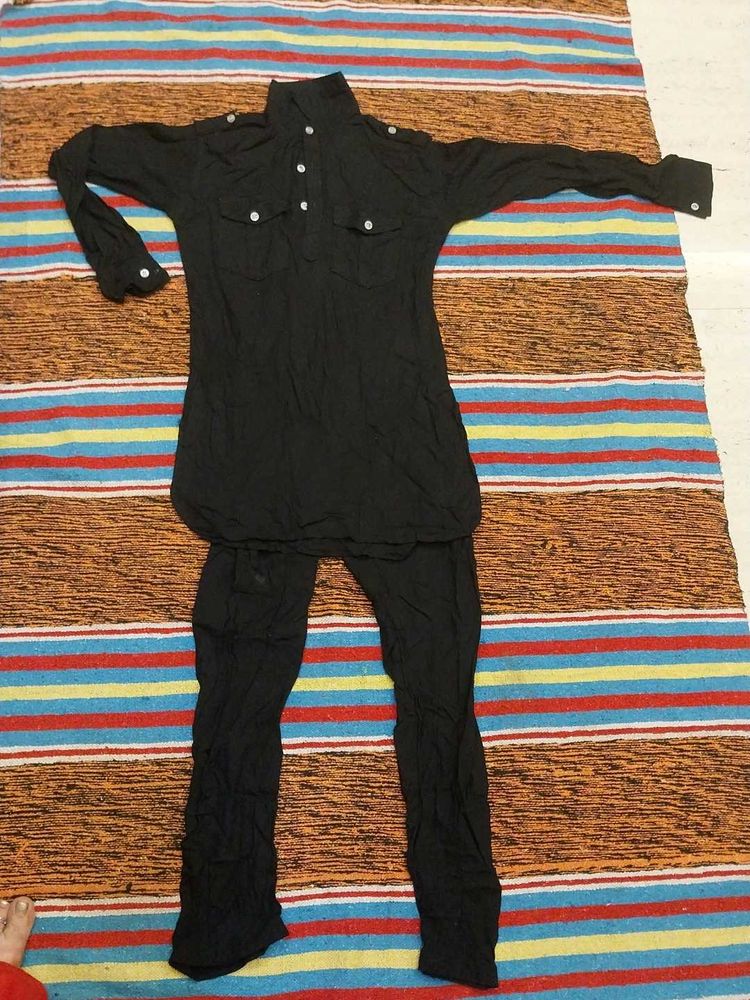 Stylish Black Kurta pathani set