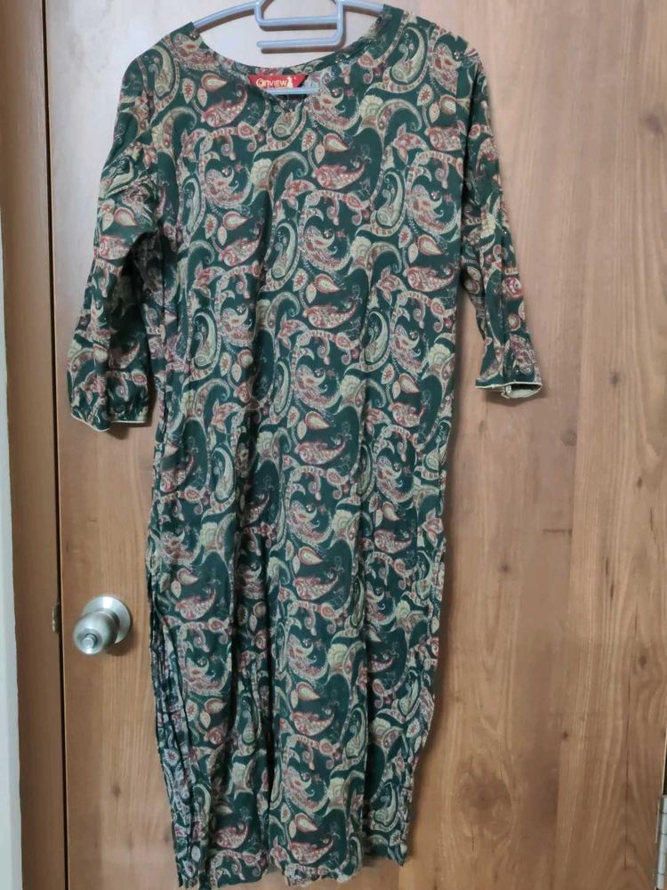 Green Paisley Print Kurta