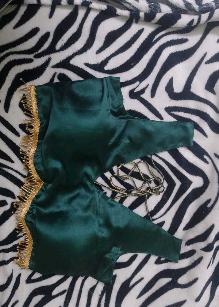 Elegant Emerald Green satin Blouse