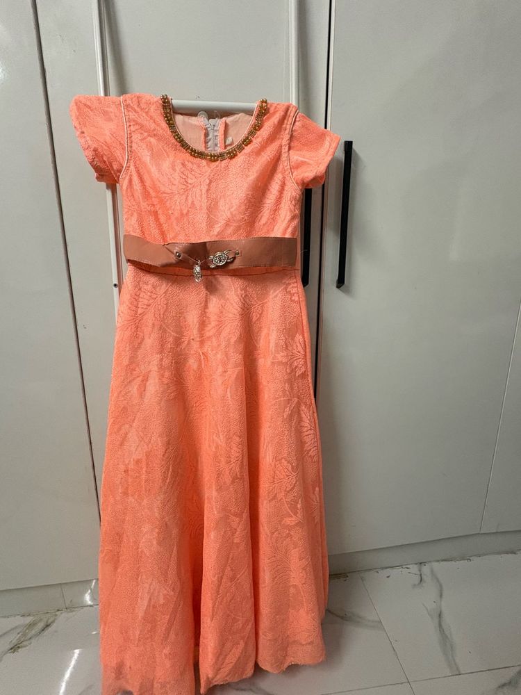 Elegant Peach Ethnic Gown