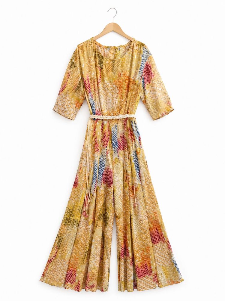 Boho Print Wide Leg Jumpsuit