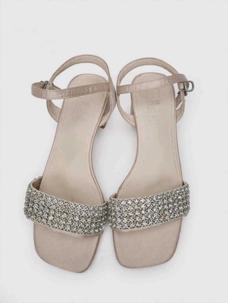 Sparkly Embellished Block Heel Sandals