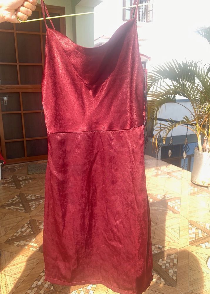 Burgundy slip mini dress