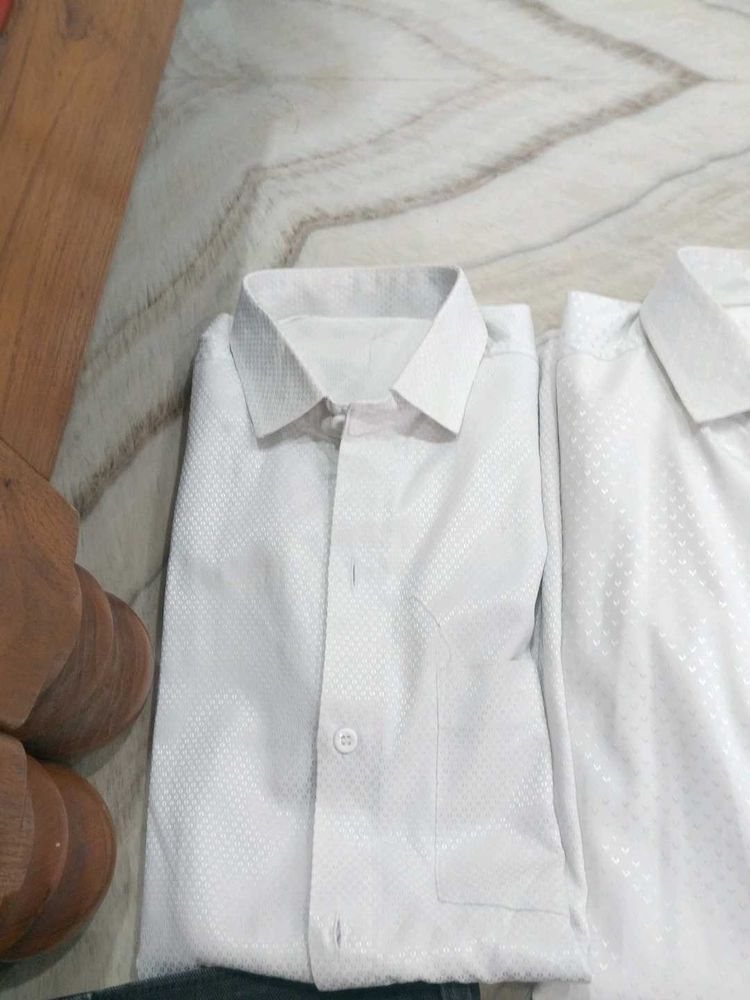 Classic White Textured Dress Shirt