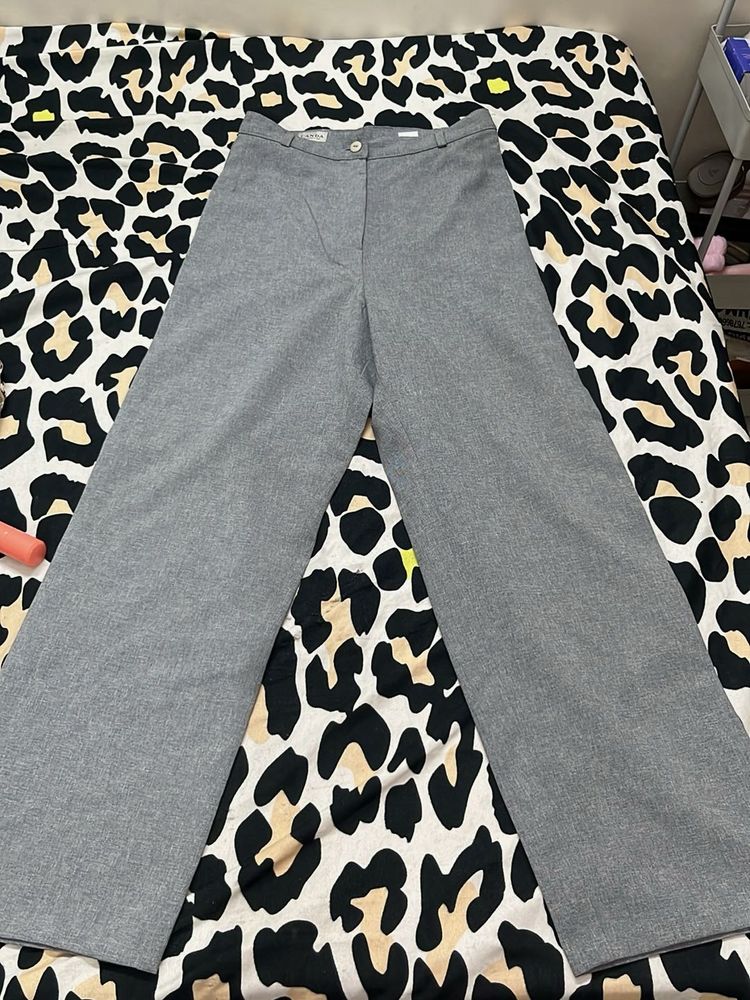 Classic Grey Wide-Leg Trousers
