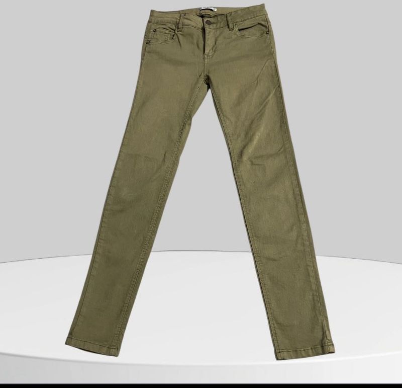 Olive Green Jeans ( Strechable )