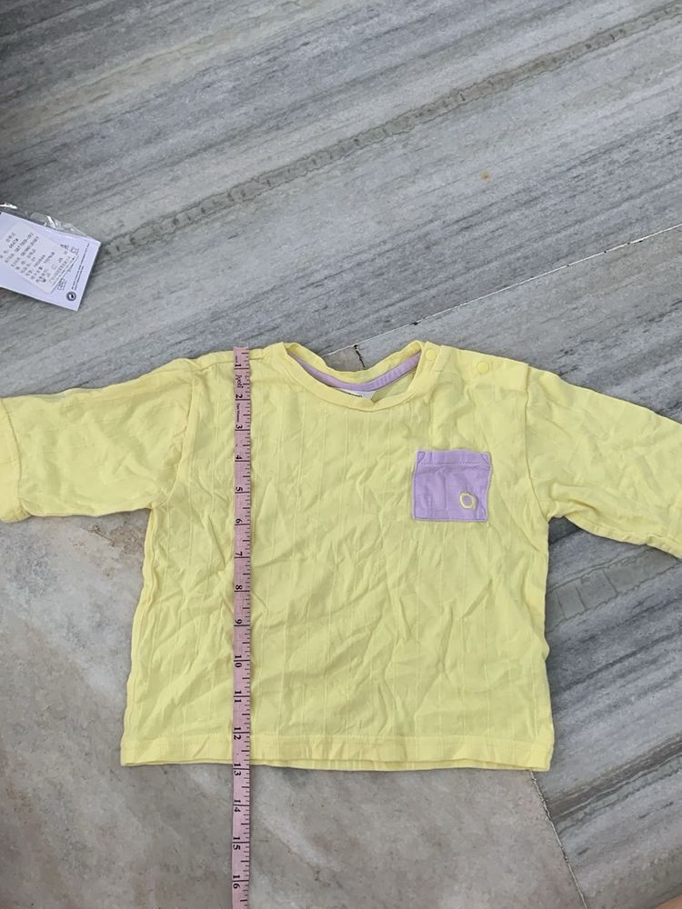 Cute Yellow T-Shirt with Purple Pocket