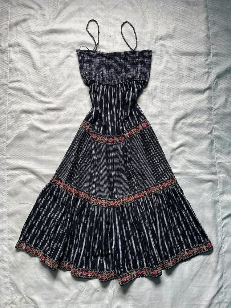 Zara Boho Tiered Smocked Maxi Dress
