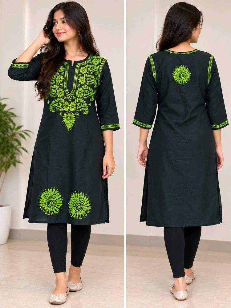 Embroidered Black Kurta