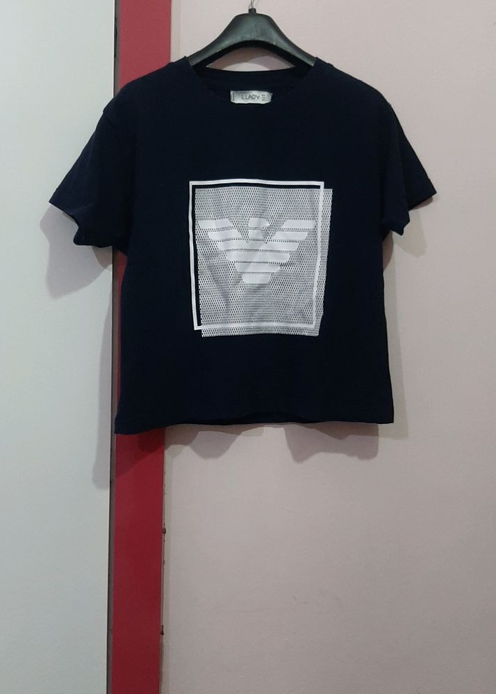 Crop Top Color-Navy Blue