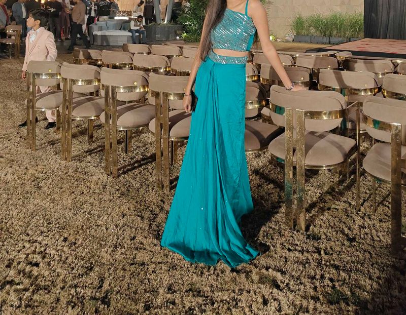 Stylish Teal Embellished Outfit