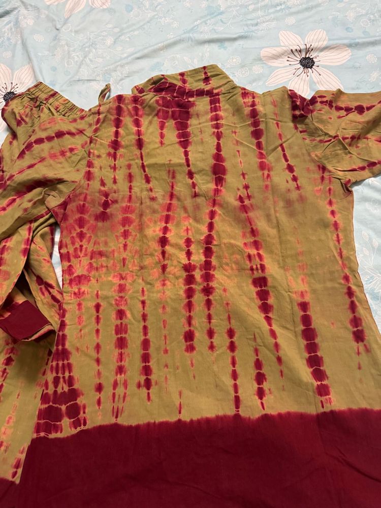 Boho Tie-Dye Kurta coat set
