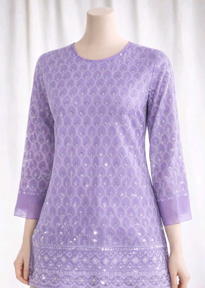 Elegant Lavender Kurta with Sequins