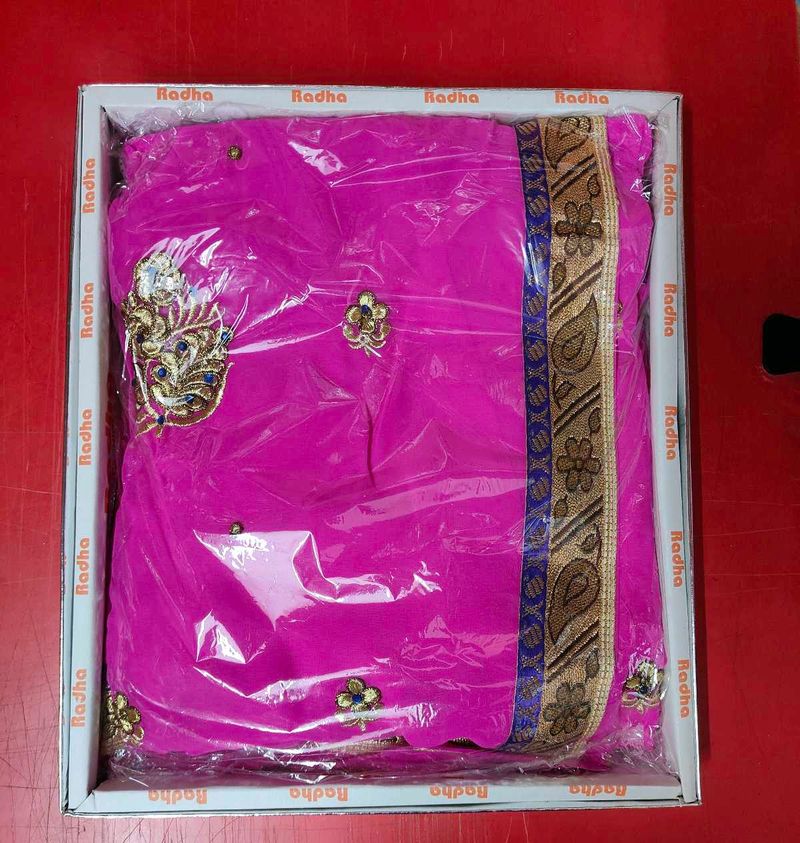 Ladies Pink Saree with Petticoat – New Unused