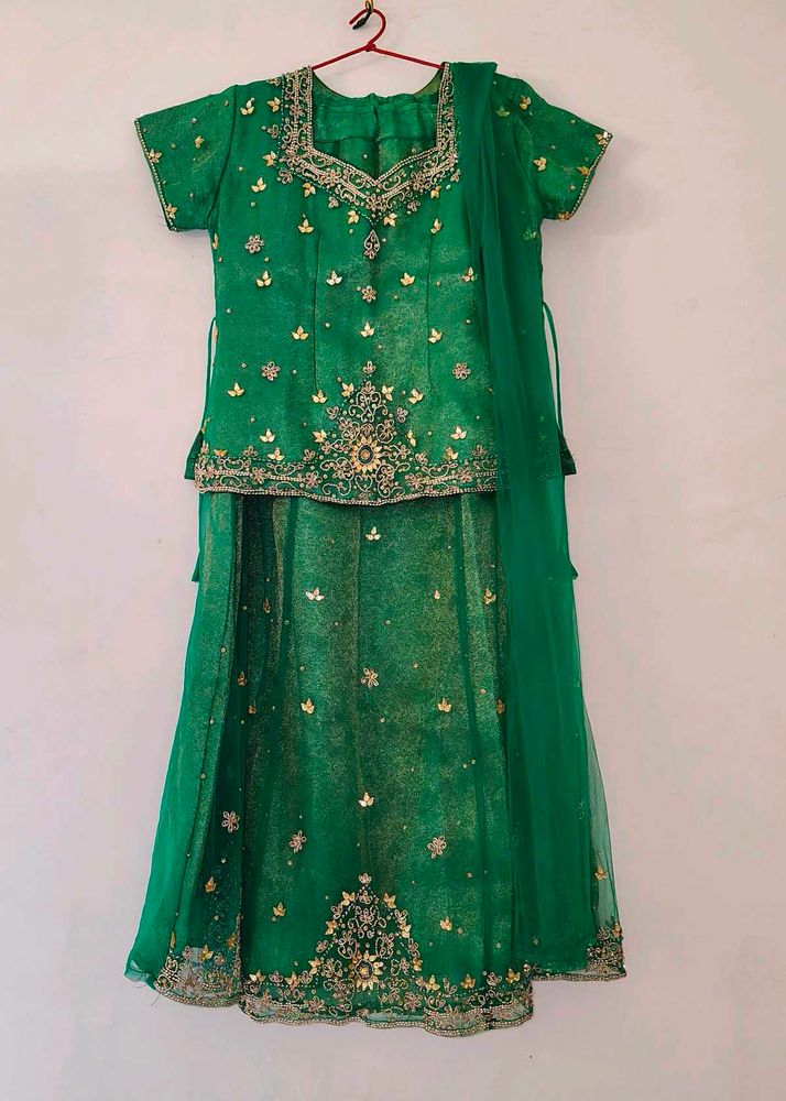 Green &amp; Gold Embellished Indian Dress