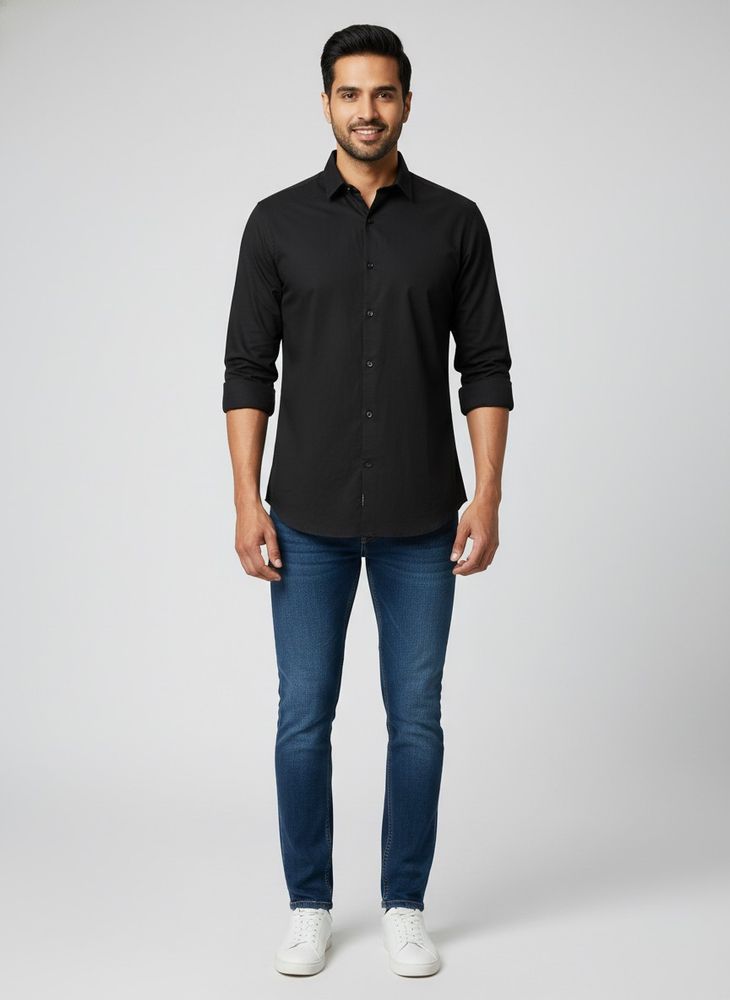 Red Tape Men's Black Long Sleeve Shirt