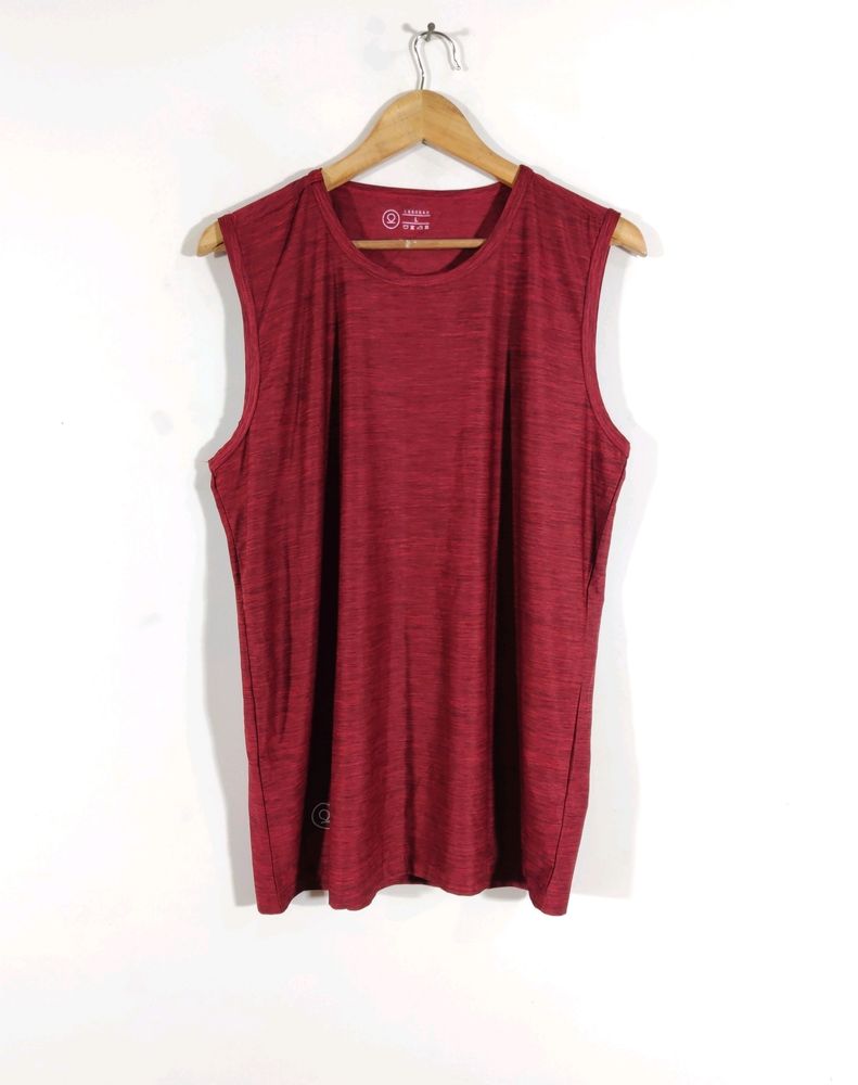 Maroon Plain Active Sleeveless T-shirt (Men)