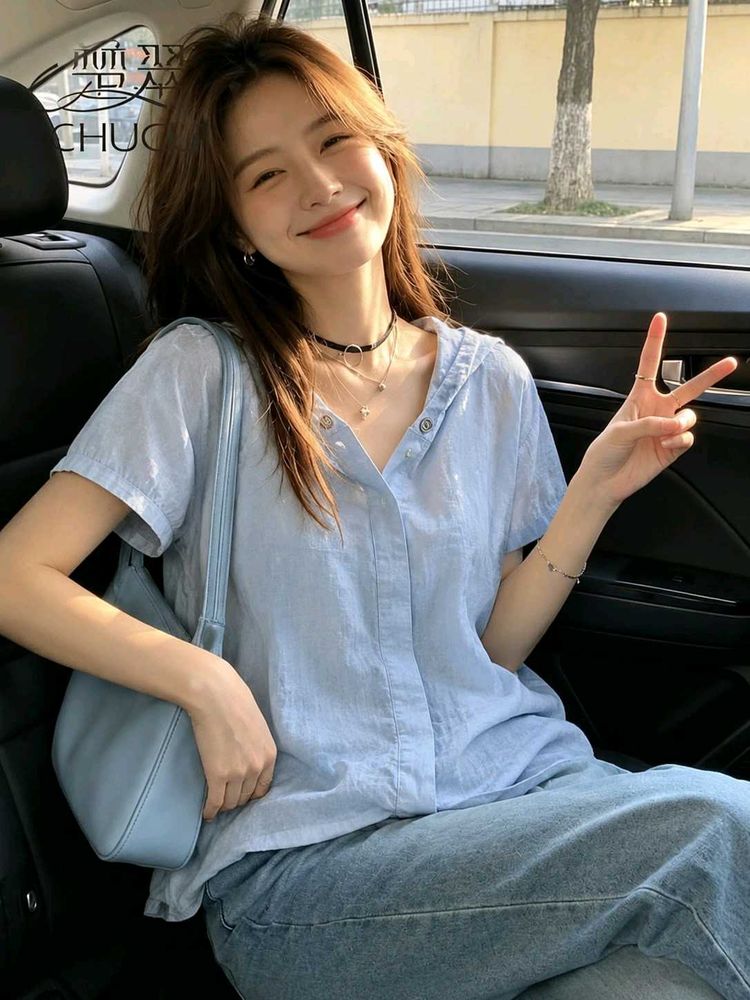 New with tag Light Blue Casual Short Sleeve Top