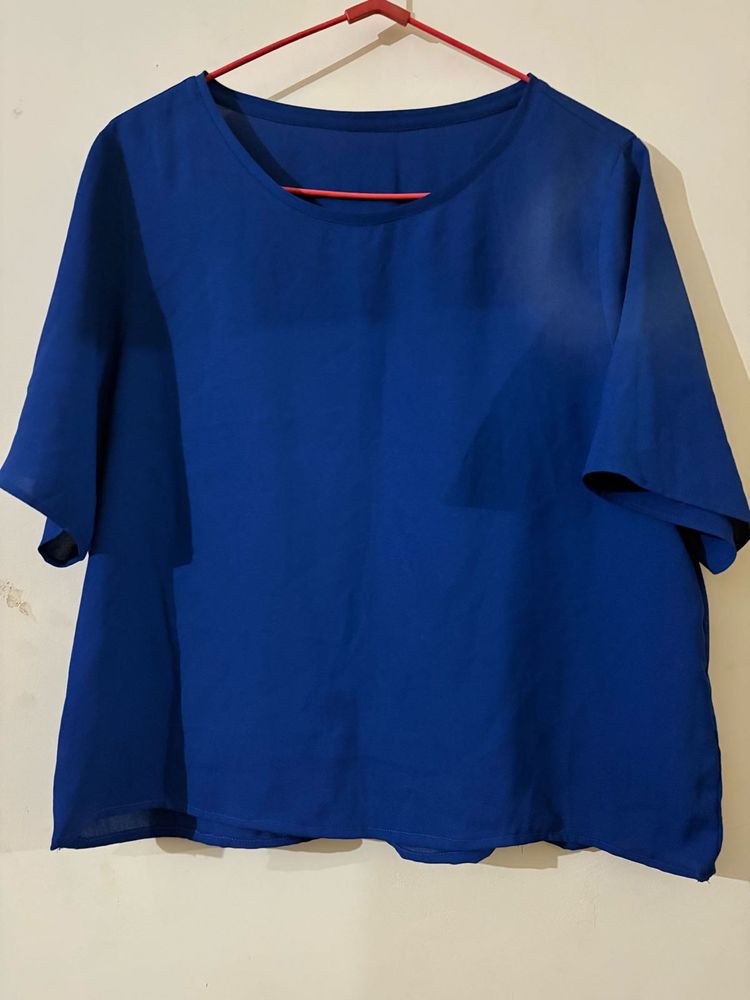 Elegant Blue Boxy Blouse