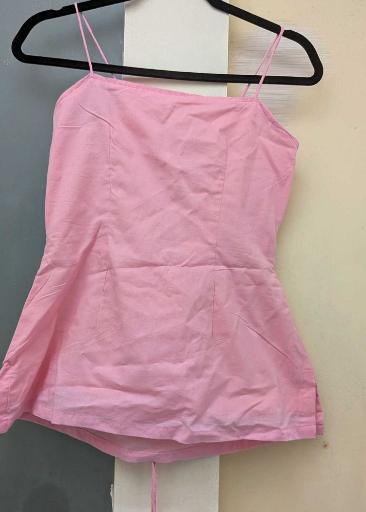 Chic Pink Spaghetti Strap kurti