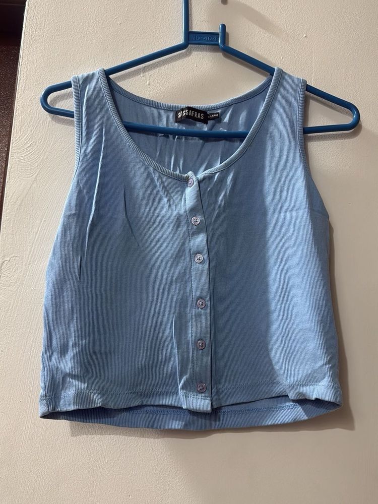 Baby Blue Button-Up Tank Top