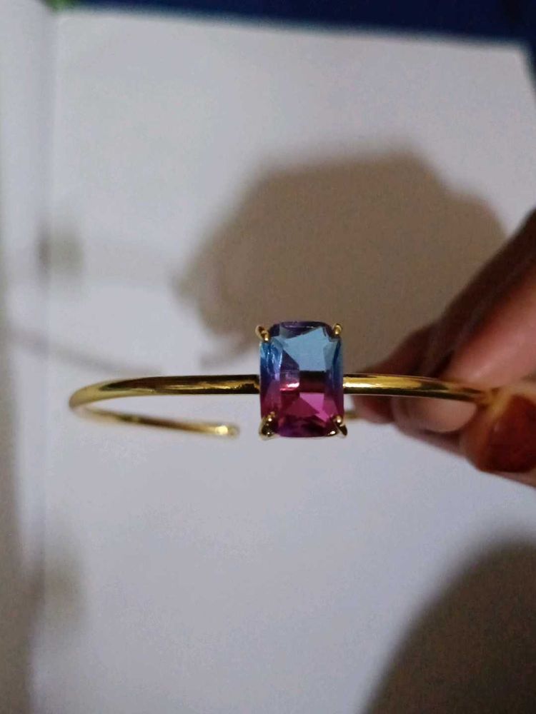 Gold Bangle Bracelet with Gemstone