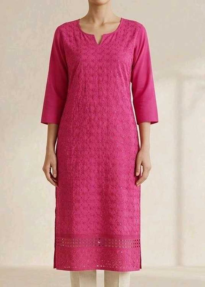 Vibrant Pink Embroidered Kurta