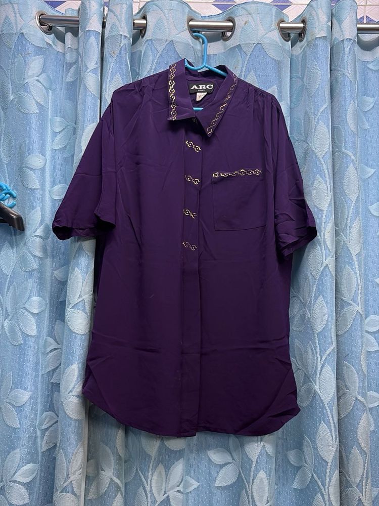 purple shirt collar kaftan