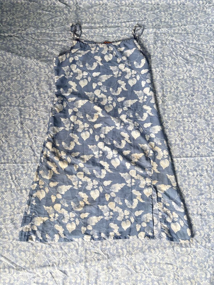 Blue Floral Print Mini Dress