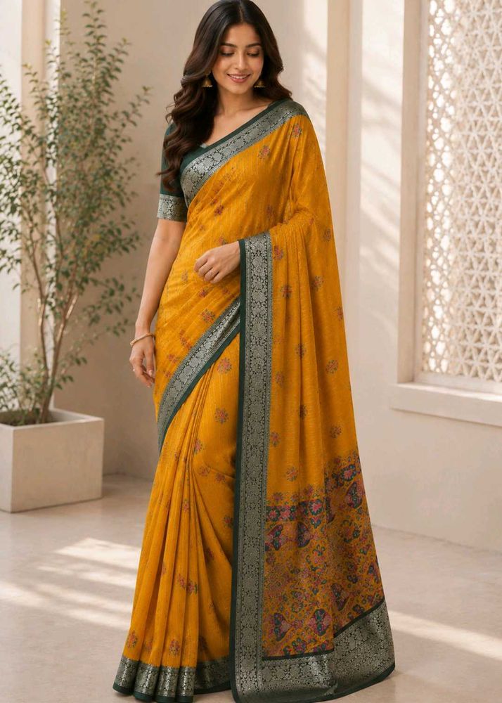 Elegant Yellow Printed joint sandha saree