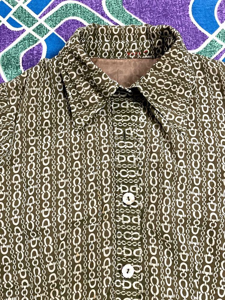 Patterned Button-Down Shirt Kurti