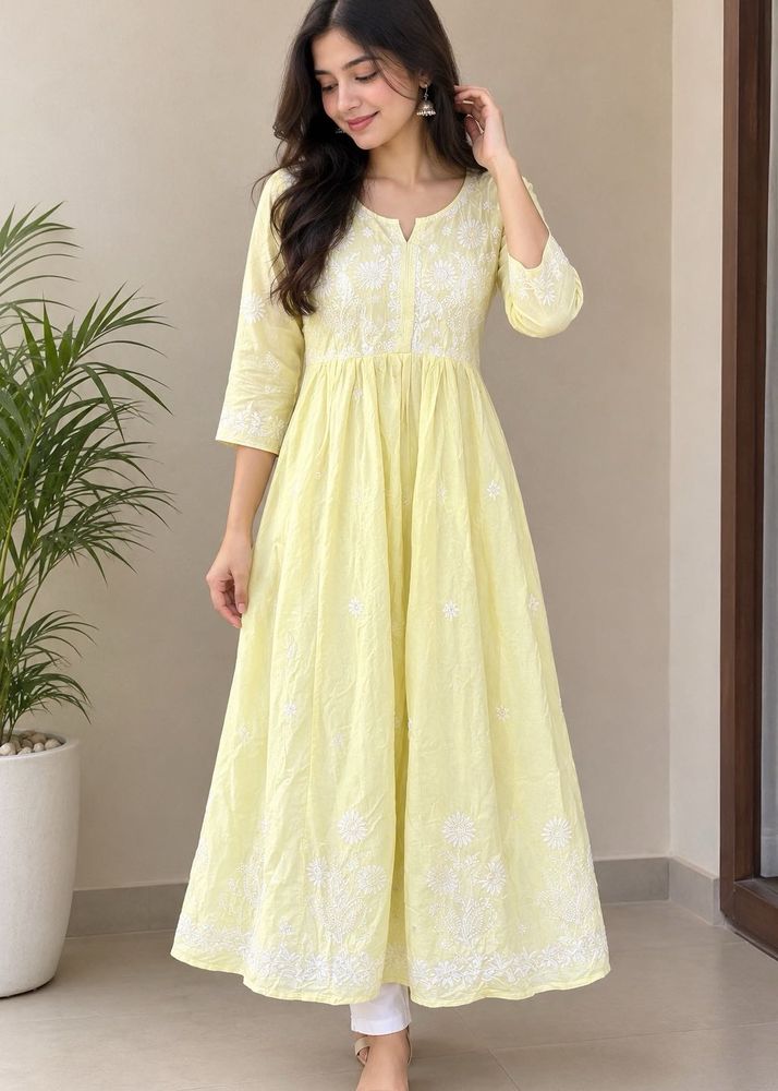 Elegant Yellow Chikankari Kurta Set