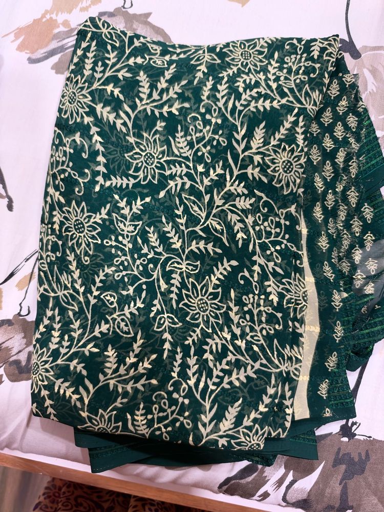Elegant Green Floral Saree